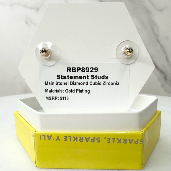 Bomb Party Statement Studs Diamond Cubic Zirconia RBP8929 NWT - Picture 4 of 4